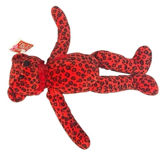 GUND Bear Red Black Wild Thing Animal Print Plush Stuffed Animal Heart and Bow - Picture 5 of 8